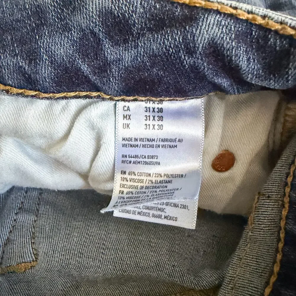 American Eagle Original Straight Extreme Flex Jeans Medium Wash 31x30 Stretch